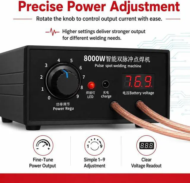 Alt view image 5 of 7 - 8000W Spot Welder,Handheld Spot Welder,Portable Spot Welder Machine DIY Kit,High Power Handheld Spot Welding Machine,with nickel strip and spot welding pen,for 18650 Battery Pack Welding Tools
