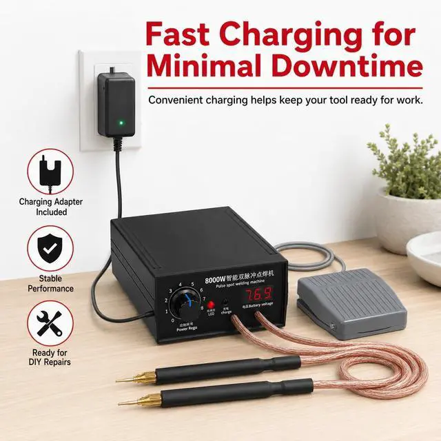 Alt view image 6 of 7 - 8000W Spot Welder,Handheld Spot Welder,Portable Spot Welder Machine DIY Kit,High Power Handheld Spot Welding Machine,with nickel strip and spot welding pen,for 18650 Battery Pack Welding Tools
