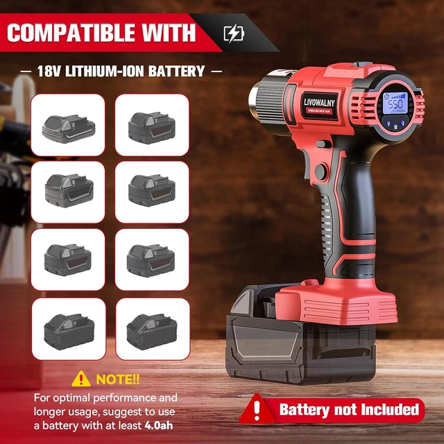 Alt view image 5 of 7 - Cordless Heat Gun for Milwaukee 18V Battery (Tool Only) 350W, 122~1202 (50-550) Variable Temperature Control, LCD Digital Display for Shrink Tubing & Crafts