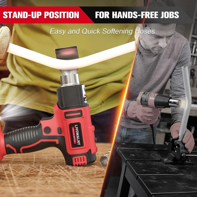 Alt view image 7 of 7 - Cordless Heat Gun for Milwaukee 18V Battery (Tool Only) 350W, 122~1202 (50-550) Variable Temperature Control, LCD Digital Display for Shrink Tubing & Crafts