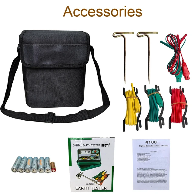 Alt view image 3 of 7 - Digital Earth Ground Tester Kit, 2000 Resistance & 30V AC Voltage Meter