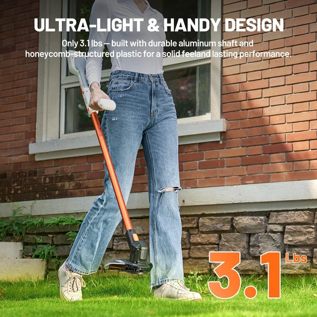 Alt view image 3 of 7 - U20 Handy+ 20V Cordless Weed Wacker (12 Inch) String Trimmer & Weed Eater with 2.0Ah Battery, Grass Trimmer for Garden, Yard & Farm