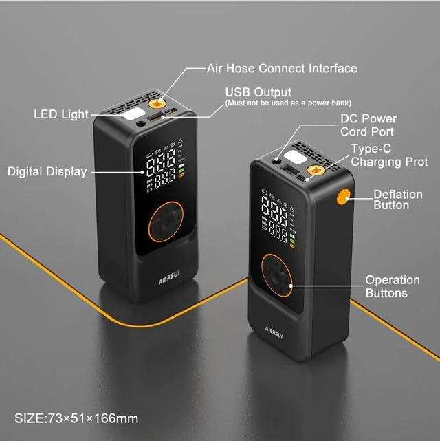 Alt view image 3 of 7 - 150PSI Portable Air Compressor Tire Inflator with 6000mAh Battery & 12V DC Rapid Inflation for Cars, Bicycles, Motorcycles & Ball Sports, Makes a Great Gift