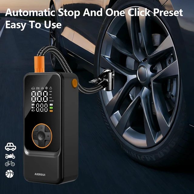Alt view image 2 of 7 - 150PSI Portable Air Compressor Tire Inflator with 6000mAh Battery & 12V DC Rapid Inflation for Cars, Bicycles, Motorcycles & Ball Sports, Makes a Great Gift