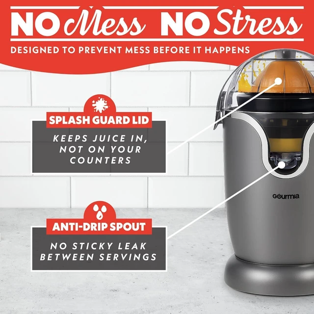 Alt view image 3 of 7 - Automatic Citrus Juicer with 17 oz Capacity & One-Touch Operation Universal Cone, Anti-Drip Spout, Dishwasher-Safe Parts, Compact Quiet 60W Motor