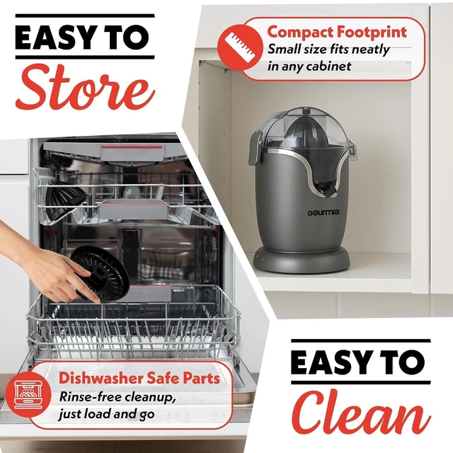 Alt view image 5 of 7 - Automatic Citrus Juicer with 17 oz Capacity & One-Touch Operation Universal Cone, Anti-Drip Spout, Dishwasher-Safe Parts, Compact Quiet 60W Motor
