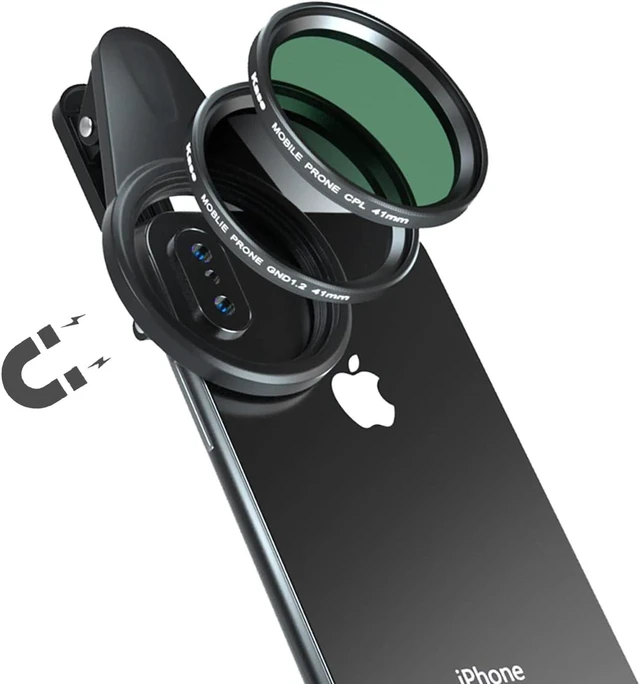 Main image of 41mm Magnetic Phone Lens CPL Filter Kit with Circular Polarizer & Soft Graduated ND1.2 Filter Lens Clip for iPhone 16/15/14/13/12/11/8/7/XR/X/XS & Samsung Android