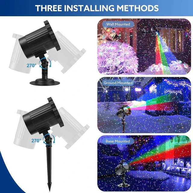 Alt view image 3 of 7 - Outdoor RGB Laser Projector Lights 3 Color Starry Sky Firefly Effect