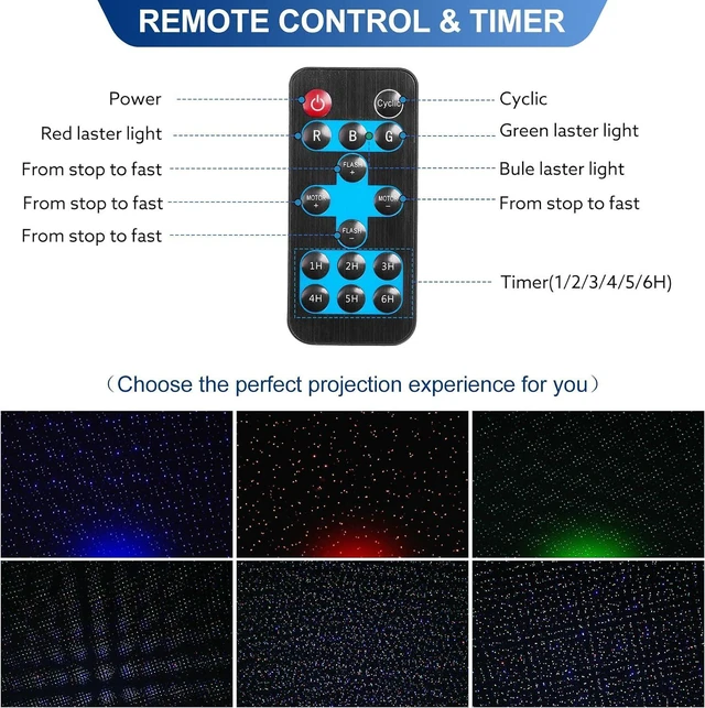 Alt view image 4 of 7 - Outdoor RGB Laser Projector Lights 3 Color Starry Sky Firefly Effect