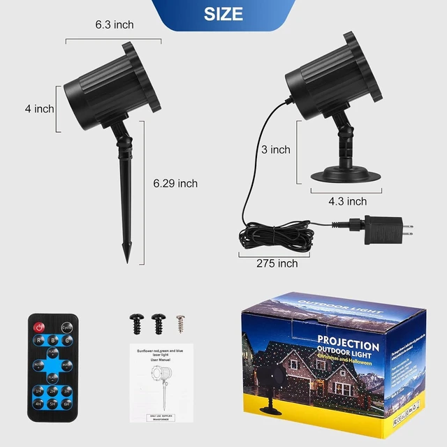 Alt view image 6 of 7 - Outdoor RGB Laser Projector Lights 3 Color Starry Sky Firefly Effect