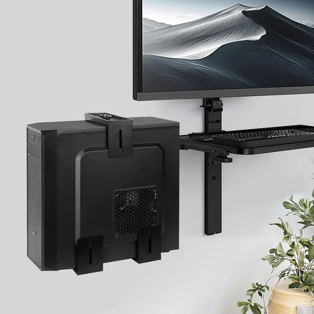 Alt view image 6 of 6 - Adjustable PC Wall Mount Bracket Open Frame, Width 5.2" to 8.5", Thickened Steel Tower Mount for Full Tower, Home Office CPU Holder