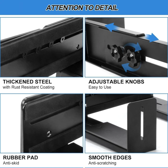 Alt view image 4 of 6 - Adjustable PC Wall Mount Bracket Open Frame, Width 5.2" to 8.5", Thickened Steel Tower Mount for Full Tower, Home Office CPU Holder