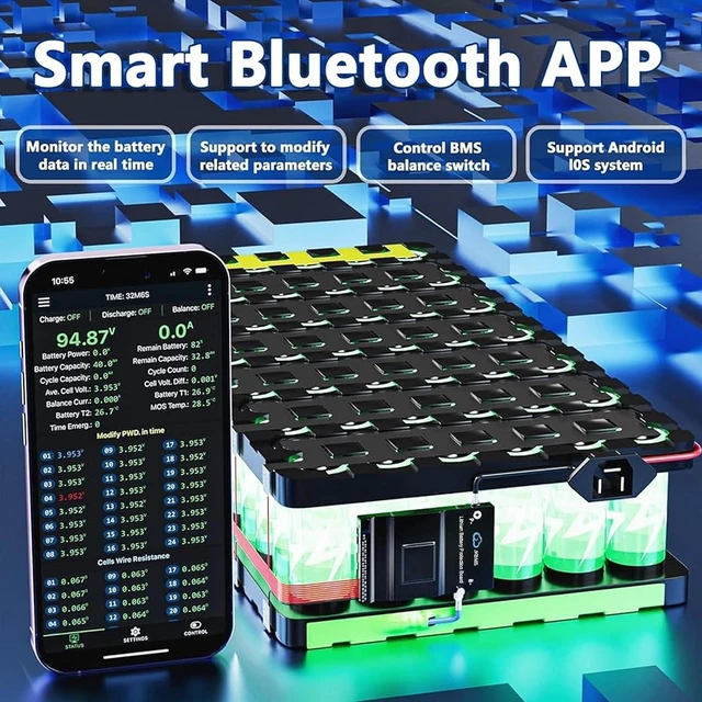 Alt view image 4 of 7 - Smart BMS 8S-20S 100A 0.6A Active Balance Build-in Bluetooth with RS485 PCB Battery Protection Board Li-ion LiFePO4 LTO Lithium Battery Pack (JK-BD6A20S10P)