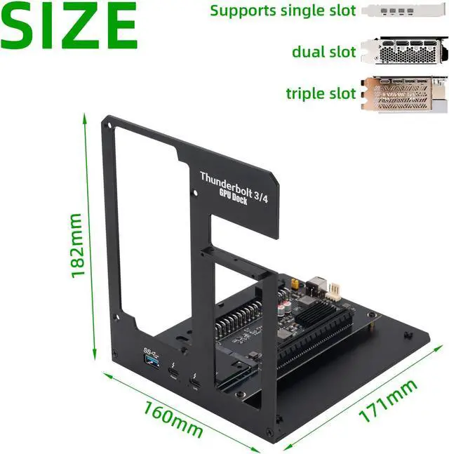 Alt view image 2 of 6 - Thunderbolt 3/4 eGPU Enclosure Compatible with USB4, Support NVIDIA AMD Graphics Card and PCIe Cards, Using ATX Power Supply, Support PD 85W Charging (VK-Y900)