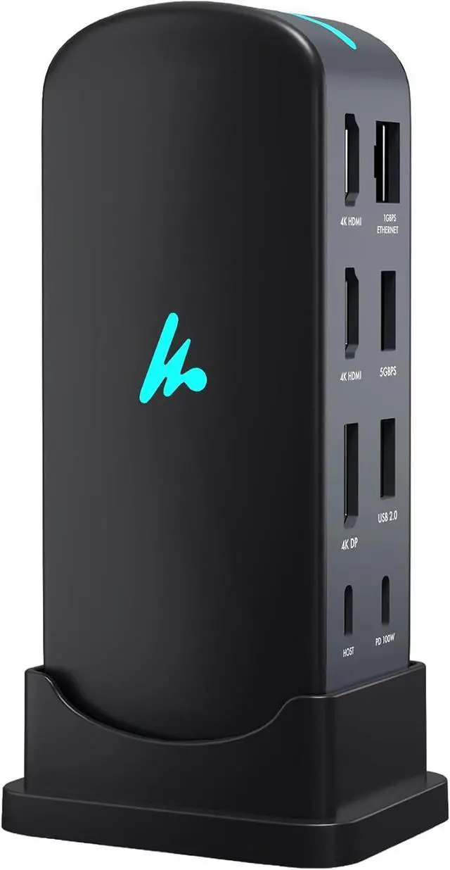 Main image of Type C 14 in 1 Wozoyo Docking Station, PD 100W, 2X4K@60Hz HDMI, 4K DisplayPort, 2XType-C 10Gbps, USB 10Gbps, Gigabit Ethernet, AUX Port, Compatible Thunderbolt 4, macOS, Windows, Android & iOS