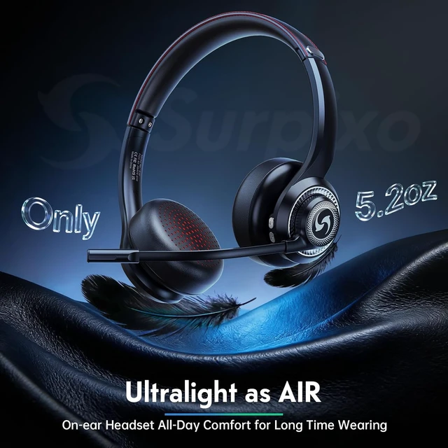 Alt view image 7 of 7 - Dual-Mode Wireless Headset with Mic for Work 50H Talk
