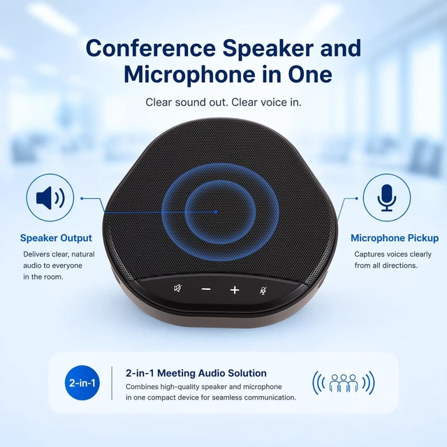 Alt view image 6 of 7 - USB Speakerphone for PC Conference Speaker & Microphone, Plug and Play, AI Noise Reduction & Echo Cancellation, Touch Controls, One-Tap Mute, LED Indicator for Computer Desktop