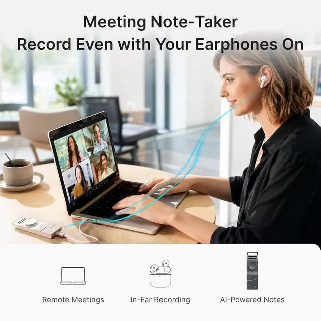 Alt view image 2 of 7 - P1 AI Voice Recorder: Smart Voice Recorder Work with Bluetooth Earbuds Portable Digital Recording Device BlueCatch Tech Meeting Transcription Summary Playback HiNotes Control 64GB(Space Gray)