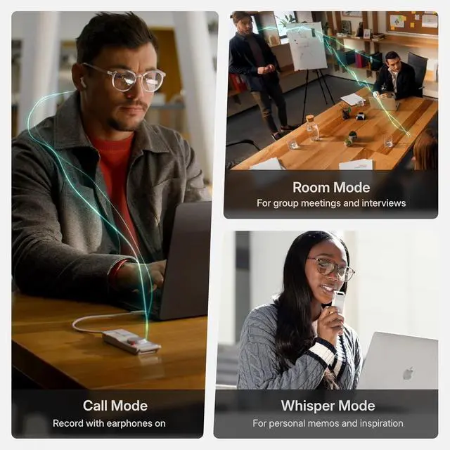 Alt view image 4 of 7 - P1 AI Voice Recorder: Smart Voice Recorder Work with Bluetooth Earbuds Portable Digital Recording Device BlueCatch Tech Meeting Transcription Summary Playback HiNotes Control 64GB(Space Gray)
