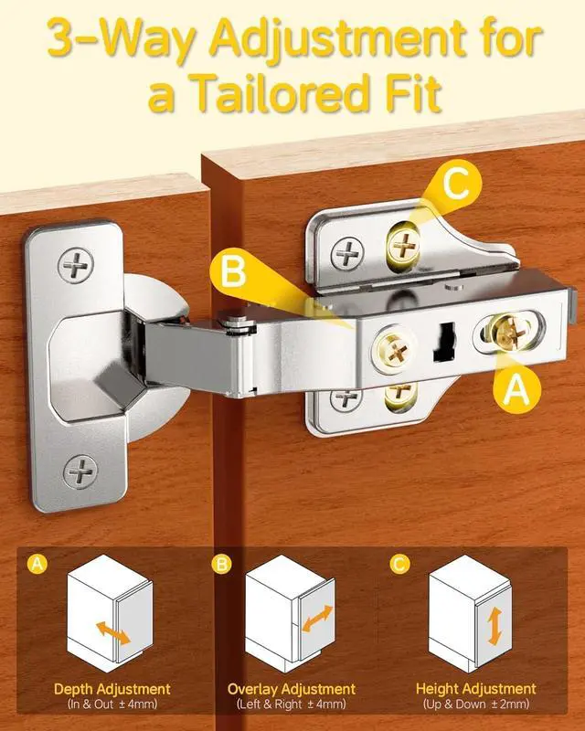 Alt view image 3 of 7 - 30 Pack Full Overlay Soft Close Cabinet Hinges, Stay at Will 105° Concealed Hinge, Smooth Slow Self Closing, 3D Adjustment, Clip-on Plate, Frameless Hidden Door Hardware for Kitchen Cupboard