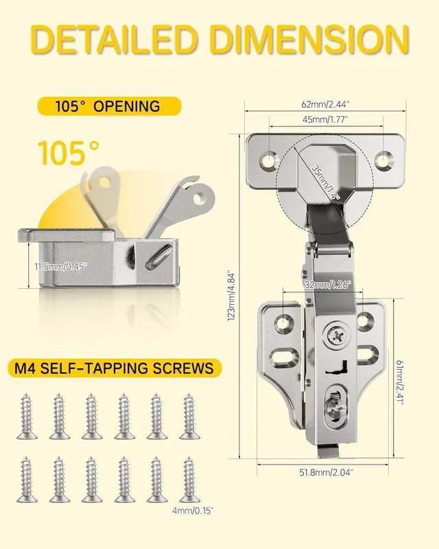 Alt view image 6 of 7 - 30 Pack Full Overlay Soft Close Cabinet Hinges, Stay at Will 105° Concealed Hinge, Smooth Slow Self Closing, 3D Adjustment, Clip-on Plate, Frameless Hidden Door Hardware for Kitchen Cupboard