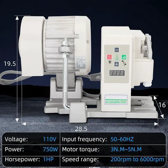 Alt view image 4 of 7 - Sewing Machine Servo Motor, AC110V 750W 1HP Industrial Brushless Sewing Machine Motor with Controller and Foot Switch, Adjustable Speed 2006000 RPM, CW/CCW Rotation, Low Noise, Energy Saving
