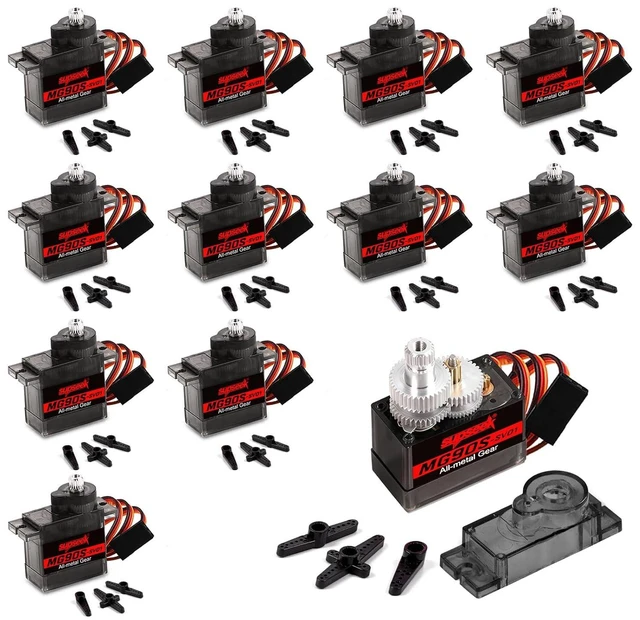 Main image of MG90S 9g Micro Servo Motor Kit, 2.0 kg-cm Metal Gear High Torque, 0.08 sec/60° 180° Rotation for RC Plane, Arduino & Robotics (12pcs)