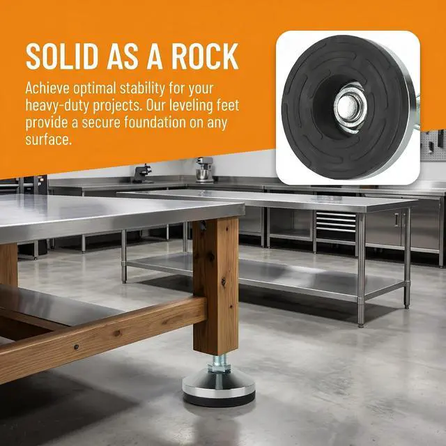 Alt view image 4 of 6 - Heavy Duty Stainless Steel Leveling Feet,2600 lb Capacity,M16 Thread,4 Pack