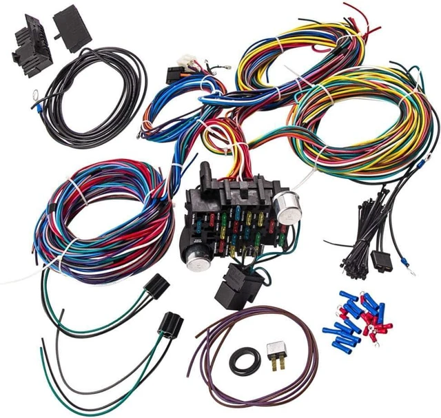 Main image of Universal Wiring Harness Kit - 21 circuit wiring harness Standard Color Wire Harness Kit Replacment for Chevy Mopar Hotrods Ratrods Ford Chrysler Universal Automotive Wiring