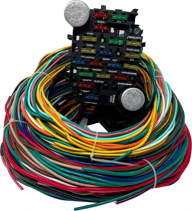 Alt view image 6 of 7 - Universal Wiring Harness Kit - 21 circuit wiring harness Standard Color Wire Harness Kit Replacment for Chevy Mopar Hotrods Ratrods Ford Chrysler Universal Automotive Wiring