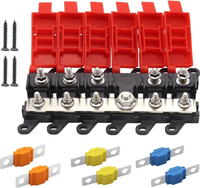 Alt view image 2 of 7 - 5way Fuse Block Midi Holder Automotive Marine Boat Car Audio Brass Fuse Holder Midi Fuses 100A 30A 60A