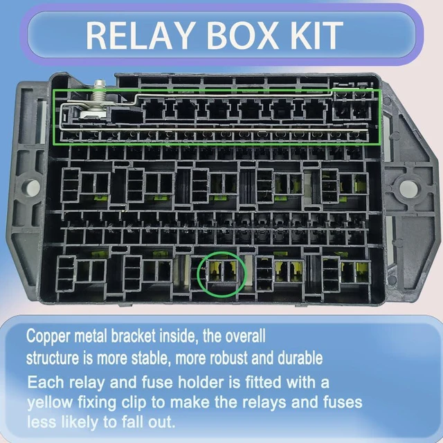 Alt view image 4 of 7 - TIERXIALY Universal Relay Fuse Block, 10x 5-Pin 30A Relay Slots & 40 ATC/ATO Fuse Slots, 12V-24V On/Off Switch Panel for Car/SUV/Truck (Box & Terminal)