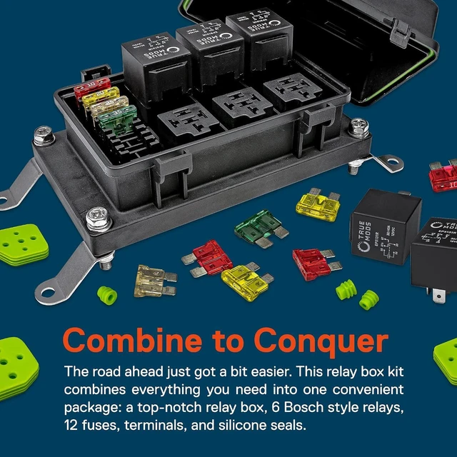 Alt view image 2 of 7 - True MODS 12V Automotive Waterproof Fuse Relay Box 5-Pin Relay Block Kit