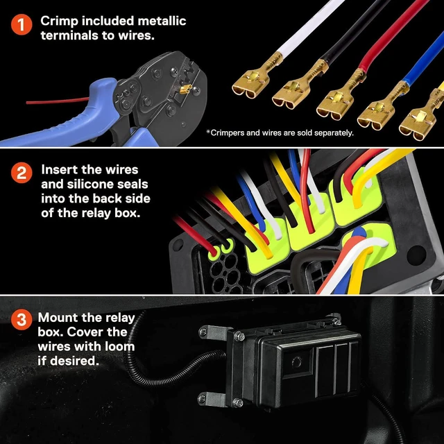 Alt view image 6 of 7 - True MODS 12V Automotive Waterproof Fuse Relay Box 5-Pin Relay Block Kit