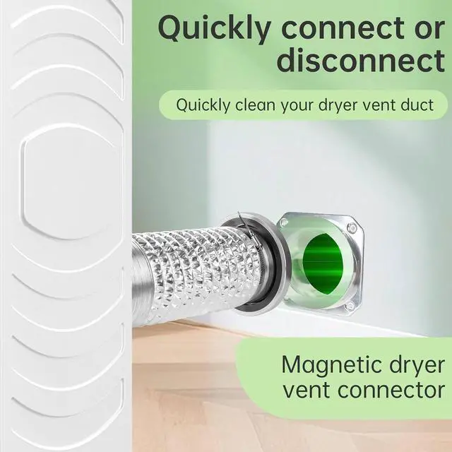 Alt view image 4 of 7 - Magnetic Dryer Vent Connector Kit, DVC-180 Magnetic Dryer Vent Coupling, Airtight Seal Quick Connect, Easy to Clean with 4 Inch x 3.3ft Duct Hose and 2 Clamps