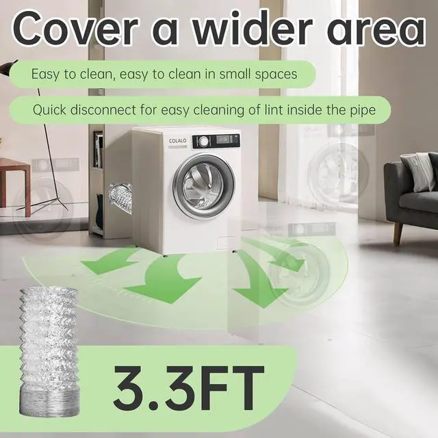 Alt view image 6 of 7 - Magnetic Dryer Vent Connector Kit, DVC-180 Magnetic Dryer Vent Coupling, Airtight Seal Quick Connect, Easy to Clean with 4 Inch x 3.3ft Duct Hose and 2 Clamps