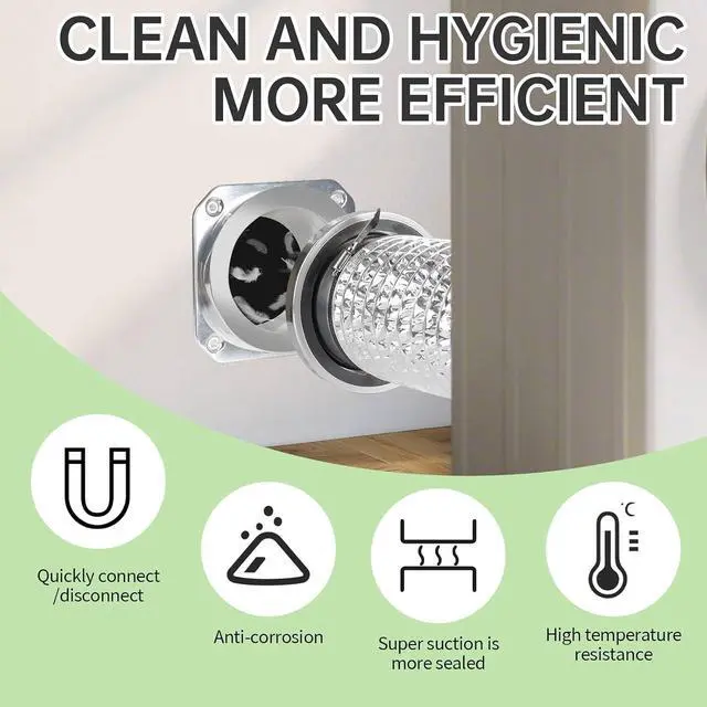 Alt view image 7 of 7 - Magnetic Dryer Vent Connector Kit, DVC-180 Magnetic Dryer Vent Coupling, Airtight Seal Quick Connect, Easy to Clean with 4 Inch x 3.3ft Duct Hose and 2 Clamps