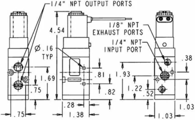 Alt view image 2 of 2 - Buyers Products BAV050SA 4-Way 2-Position Solenoid Air Valve with Five 1/4 in NPT Ports, 12V Coil, Convertible to 3-Way Operation for Tailgate, Air Compression, and Pneumatic Systems