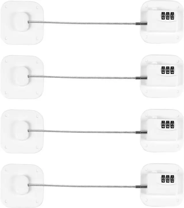 Main image of Refrigerator Lock, Heavy Duty Fridge Lock, Combination Lock for Refrigerator Cabinets, Drawers, Safety Lock, Easy Install No Keys Needed (White-4Pack)