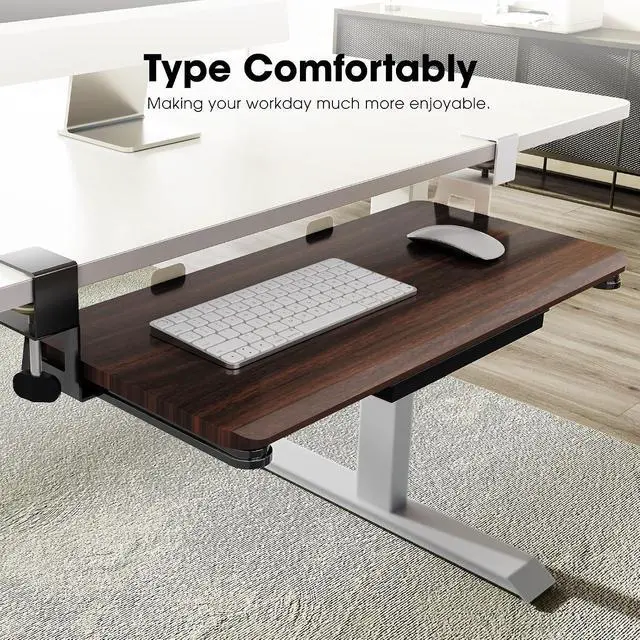 Alt view image 2 of 7 - Keyboard Tray Under Desk, Pull Out Keyboard & Mouse Tray with C Clamp Mount, Sliding Keyboard Holder for Desk, 25.6 x 11.8 inch Large Slide-Out Platform Computer Drawer for Typing