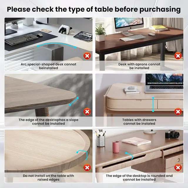 Alt view image 6 of 7 - Keyboard Tray Under Desk, Pull Out Keyboard & Mouse Tray with Adjustable C-clamp, 25.6(31.5 Including Clamps) x 11.8 Inch Slide Out Computer Keyboard Drawer Mouse Tray for Typing,White