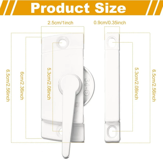 Alt view image 2 of 7 - 20-Pack White Window Sash Lock Replacement Sliding Window Latch Lock & Keeper, 2 Inch Hole Cam Action Parts & Hardware for Single Double Hung, Vertical and Horizontal Sliding