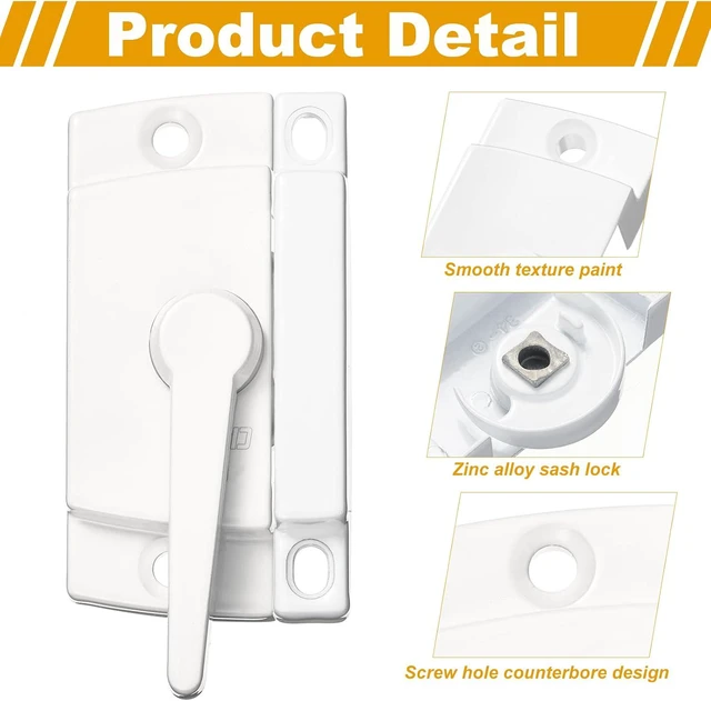Alt view image 3 of 7 - 20-Pack White Window Sash Lock Replacement Sliding Window Latch Lock & Keeper, 2 Inch Hole Cam Action Parts & Hardware for Single Double Hung, Vertical and Horizontal Sliding