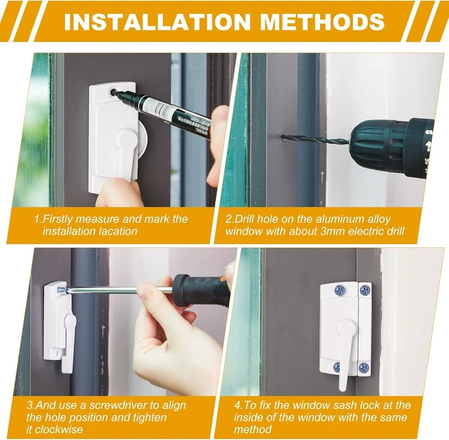 Alt view image 4 of 7 - 20-Pack White Window Sash Lock Replacement Sliding Window Latch Lock & Keeper, 2 Inch Hole Cam Action Parts & Hardware for Single Double Hung, Vertical and Horizontal Sliding