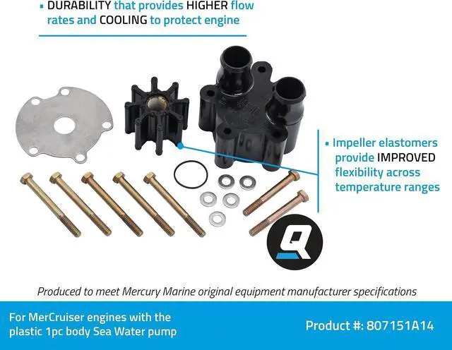 Alt view image 2 of 7 - 807151A14 Sea Water Pump Body Kit for MerCruiser Engines with One-Piece Engine Mounted Sea Water Pumps