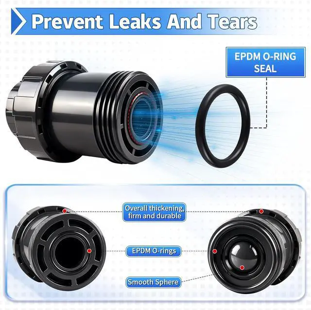 Alt view image 5 of 7 - PVC True Union Check Valve, 1-1/2 Slip Swing Full Port Utility Check Valve, Sch80 Socket Pool Ball Check Valve for Backflow Prevention