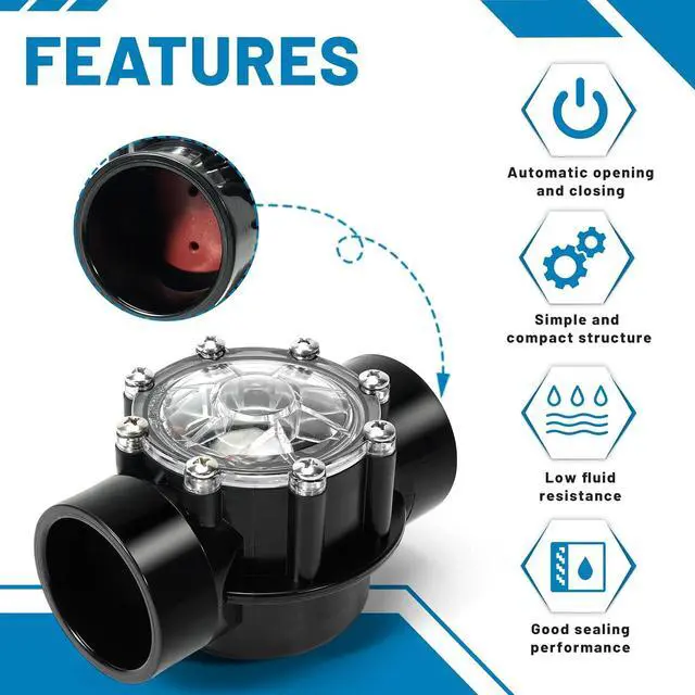 Alt view image 4 of 6 - 7305 Check Valve Replacement for Jandy 2 Inch to 2-1/2-Inch Check Valve pvc 180-Degree Compatible with Pool and Spa