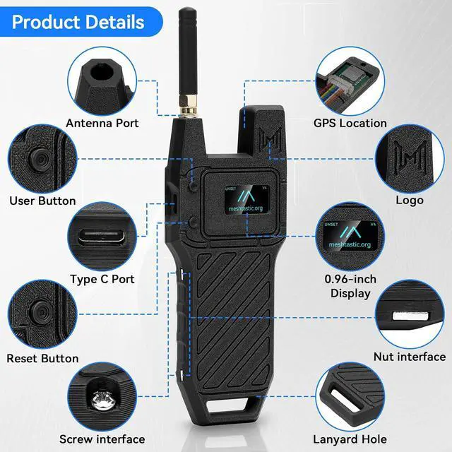 Alt view image 6 of 7 - 2Pcs ESP32 LoRa V4 Development Board +GPS Version +3000mAh Battery + Case Carrying ESP32-S3R2 SX1262 with 915 MHz Antenna WiFi Bluetooth 0.96 OLED LoRa V4 Devices for Ar duino LoRawan IOT