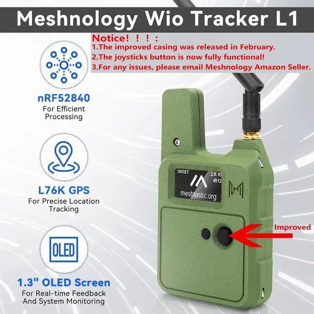 Alt view image 2 of 7 - Wio Tracker L1 Board + 3000mAh Battery + Case Set with SX1262 nRF52840 Blue Tooth GPS 1.3" OLED Display Battery Type-C Solar for Ar duino Meshtastic LoRa AIoT (Upgraded N37, Green)