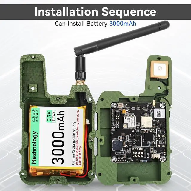 Alt view image 4 of 7 - Wio Tracker L1 Board + 3000mAh Battery + Case Set with SX1262 nRF52840 Blue Tooth GPS 1.3" OLED Display Battery Type-C Solar for Ar duino Meshtastic LoRa AIoT (Upgraded N37, Green)